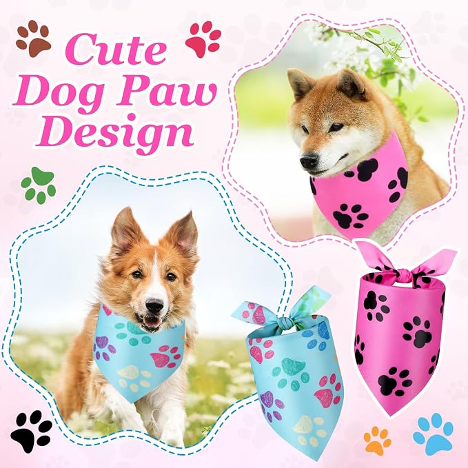 Abbylike 50 Pcs Paw Print Dog Bandanas Bulk Cute Footprint Bandanas - Image 6