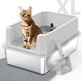 Stainless Steel Litter Box, Extra Large Litter Boxes by MIXJOY
