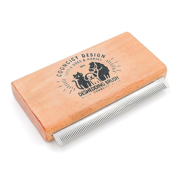 Deshedding Dog Brush with Wood Handle, Grooming Brush by Cooncicy