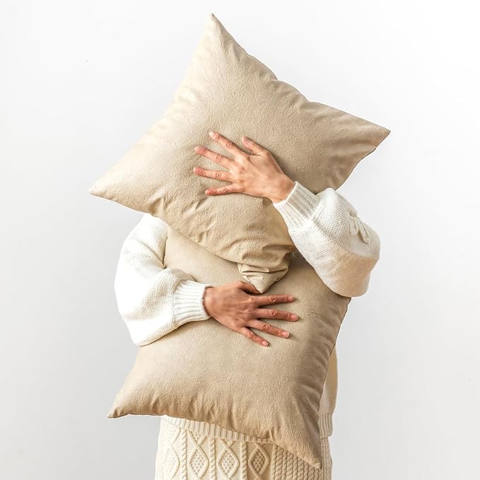 Pack of 2 Oversized Leather Pillow Cover Neutral Decorative, by GEGELICA