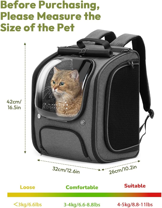 Pecute Cat Backpack Carrier, Large Space Cat Bubble Backpack, Breathable Cat - Image 9