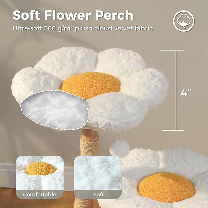 Wood Flower Cat Tree, Modern Cat Tower - Image 8