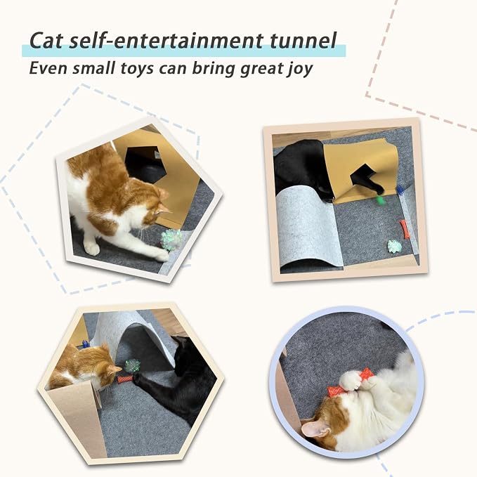 Cat Toys Tunnel for Indoor Cats, 4-Way Felt Cat Tunnel Play Mat - Image 5