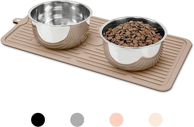Ptlom Pet Placemat for Dog and Cat, Anti-Slip Waterproof Dogs Feeding Mat by PTLOM