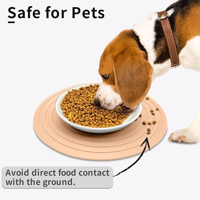 Fhiny 3PCS Silicone Pet Food Mat, 9.5" Round Waterproof Non-Slip Dog Cat Bowl - Image 4