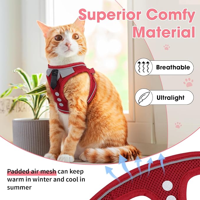 Cat Harness and Leash Set for Walking Escape Proof, Soft Adjustable Kitten - Image 4