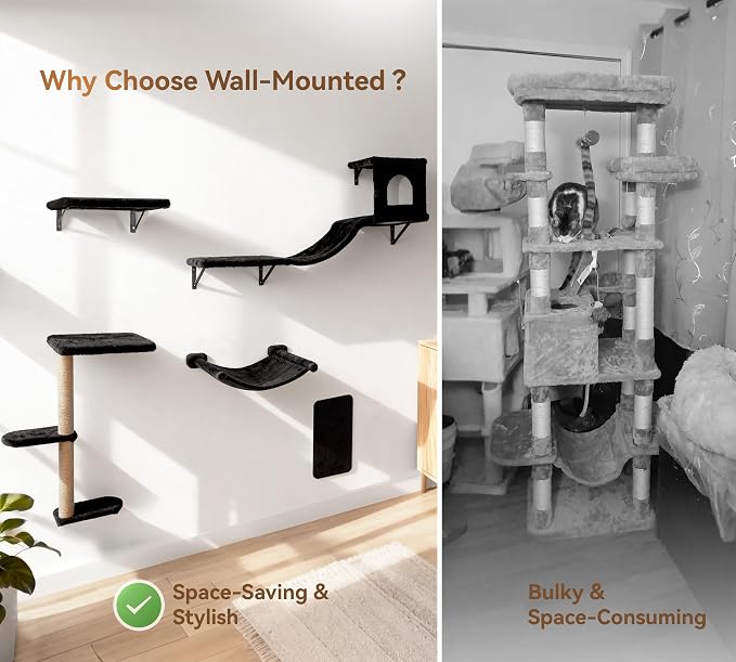Wall Mounted Cat Furniture Set of 4 – 4 in 1 Cat Wall Shelves - Image 5
