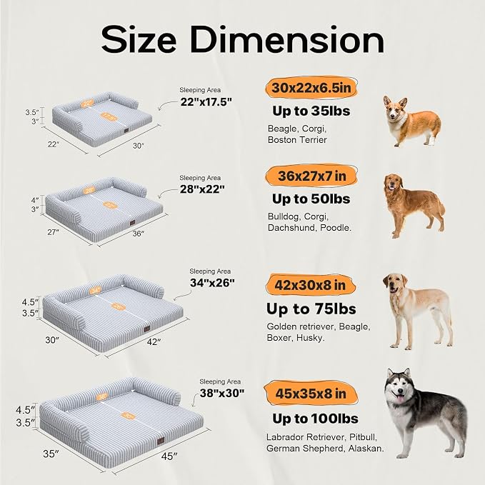 Large Dog Bed Waterproof Orthopedic Foam Dog Beds - Image 3