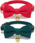 2 Pack Soft Corduroy Christmas Cat Collars by Ewinoom