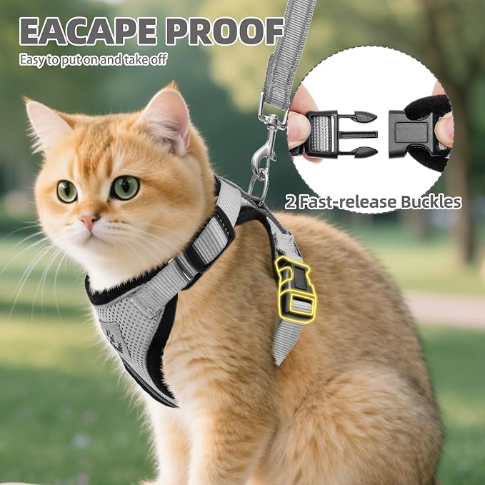 PUPTECK Cat Harness and Leash Set Escape Proof Reflective Cat Walking Harness - Image 3