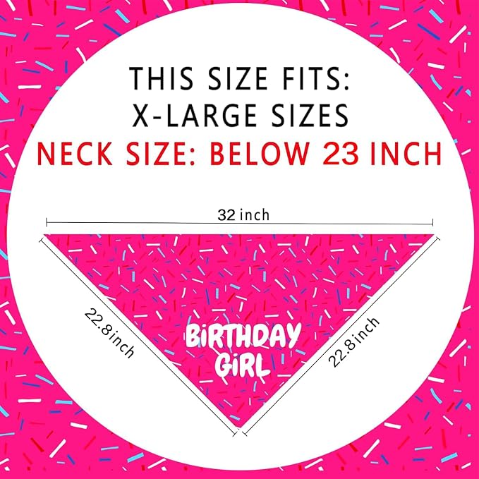 Birthday Girl Dog Bandanas 1 Pack, Pet Scarves HBD Bandanas - Image 2