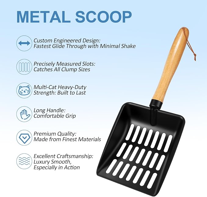 Cat Litter Scoop, Metal Litter Scoop, Heavy Duty Metal Cat Scooper - Image 3