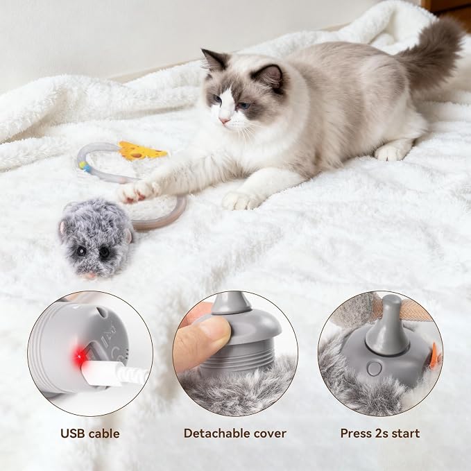 Migipaws Interactive MigiMouse Cat Toy 360° Rolling & Spin - Image 6