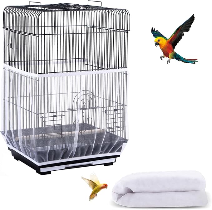 Bird Cage Seed Catcher, Seed Catcher Guard Net Cover, Parrot Nylon Mesh Net by DECKALY