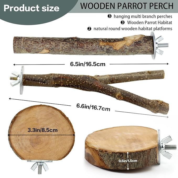 8 PCS Natural Bird Perch Set - Image 2