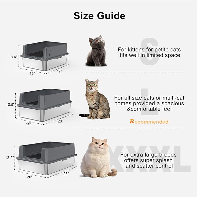 FURTIME Stainless Steel Litter Box - Image 5