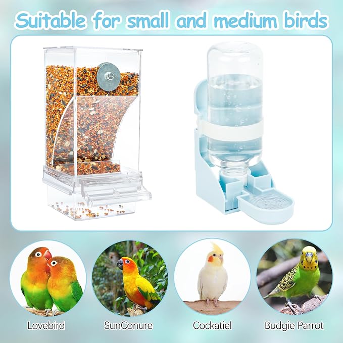Rypet No Mess Bird Water Feeder Dispenser Set Automatic Bird Feeder Transparent - Image 5