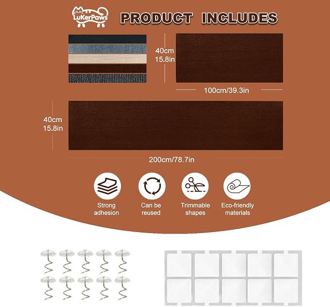 Cat Scratch Mat, Self-Adhesive Trimmable cat Scratch Furniture Protector - Image 7
