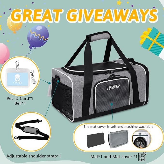 Petskd Pet Carrier 17x11x9.5 Alaska Airline Approved, Pet Travel Carrier Bag - Image 7