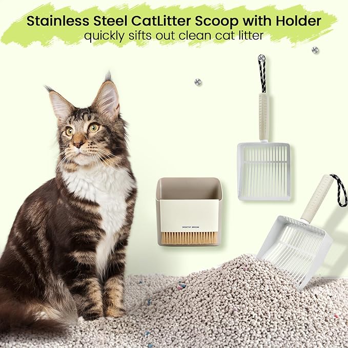 Metal Cat Litter Scooper with Holder, Stainless Steel Metal Litter Scoop - Image 6