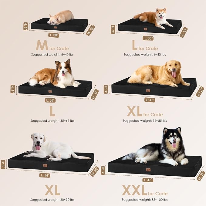 EHEYCIGA Waterproof Dog Bed Orthopedic 41"x27", Memory Foam Pet Bed - Image 3