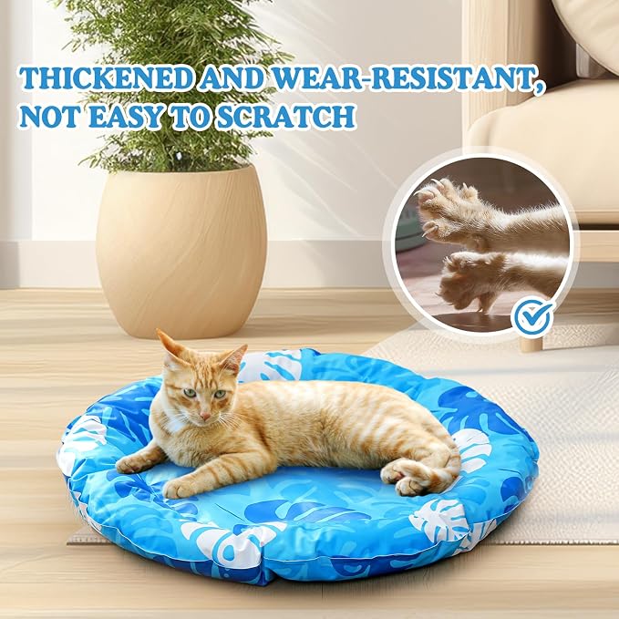 Pet Cooling Mat for Cats and Small Dogs, 20.1'' x 20.1'' Thickened Round Blue - Image 6