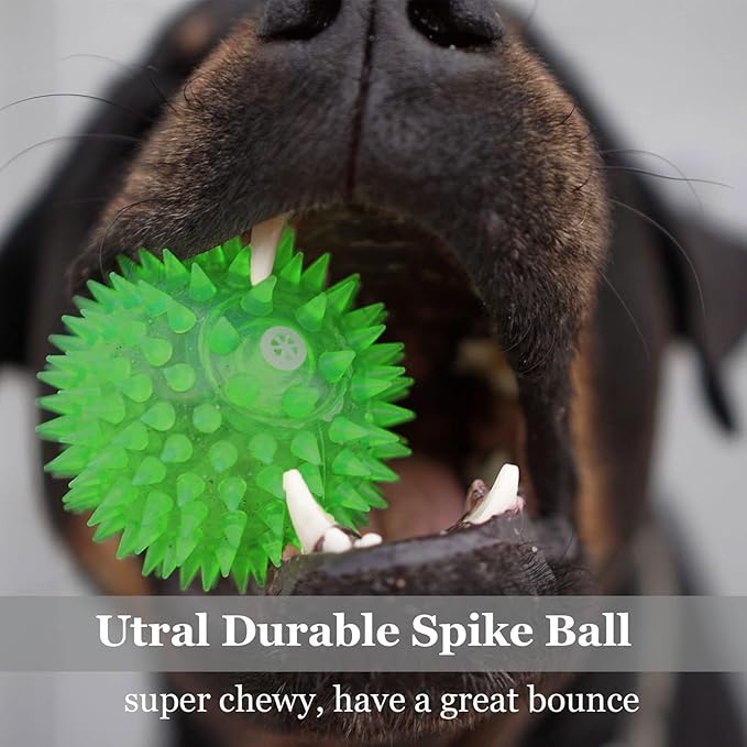 12pack Squeaky Dog Toys Spiky Dog Balls Cleans Teeth and Promotes Dental and - Image 4