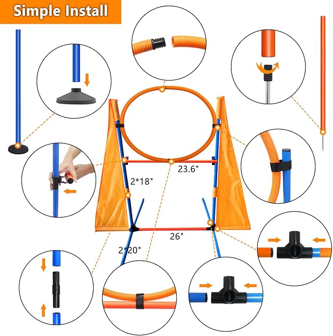 Premium Dog Agility Training Set Outdoor Indoor Game, Tire Jump + Hurdle Jump - Image 6