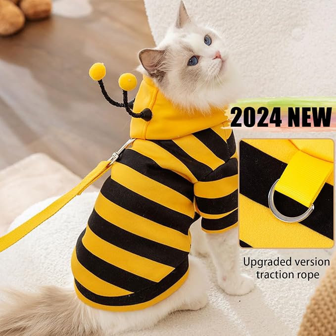 DENTRUN Sphynx Hairless Cats Costume Funny Bee Warm Winter Sweater Cute - Image 2