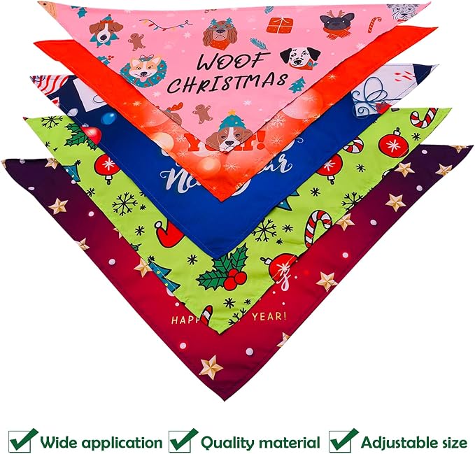 30 Pack Christmas Happy New Year Dog Bandanas Bulk 33 Inch Large Dog Bandanas - Image 4