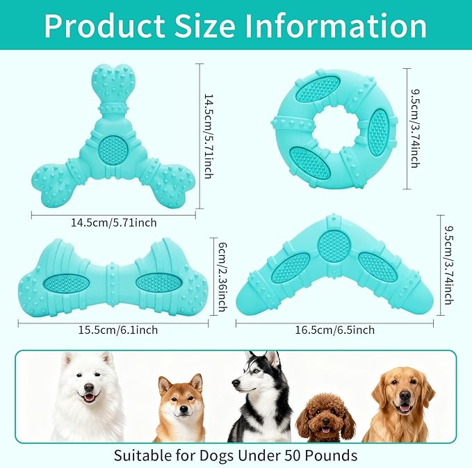 Natural Rubber Dog Chew Toys 4Pack, Tough Dog Toys - Image 3