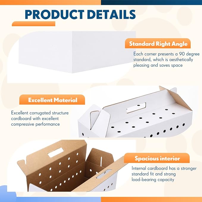 Kisston 12 Pieces Cardboard Pet Carriers 17.5 x 8.5 x 15 Inches - Image 4