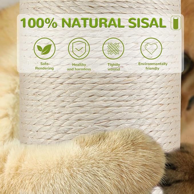45'' Tall Cat Scratching Post, 3.5Inch Diameter Sisal Rope Scratching Post - Image 4