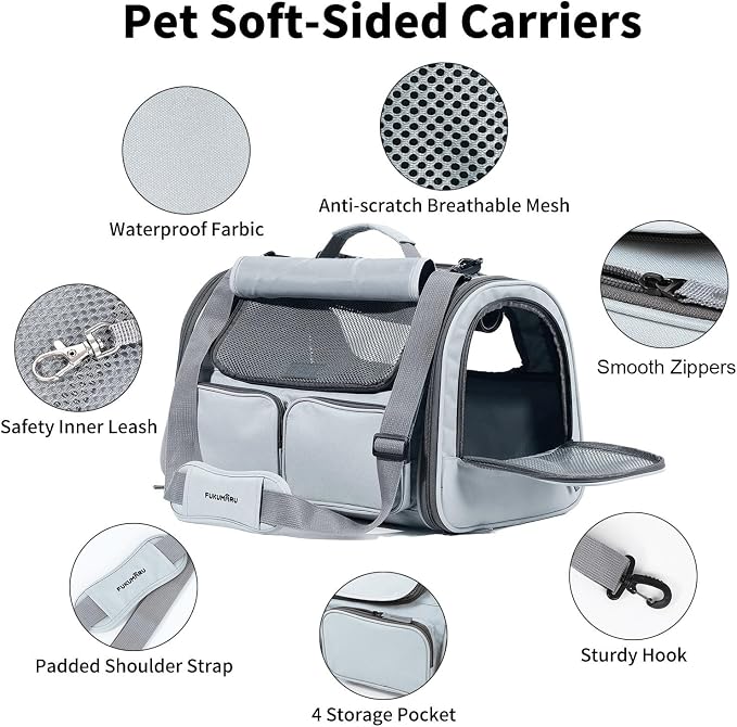 FUKUMARU Cat Carrier, Soft-Sided Small Dog Carrier, Large Cat Travel Bag - Image 3