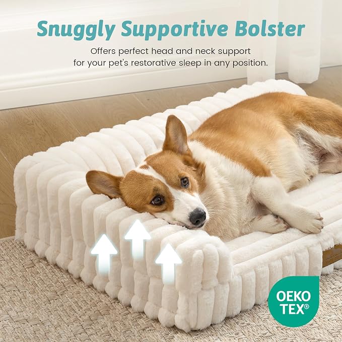Cute Dog Bed, Faux Rabbit Fur Orthopedic Foam Dog Bed - Image 6