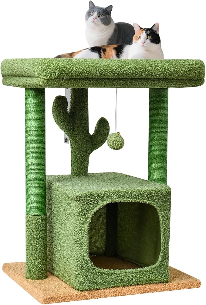 SYANDLVY 27" Cactus Cat Tree for Indoor Cats, Modern Kitten Condo by SYANDLVY
