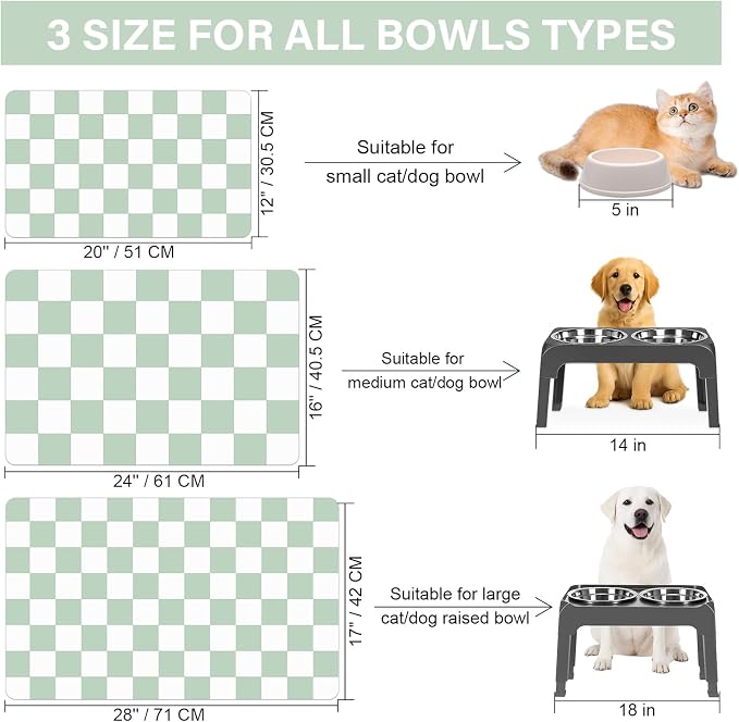 Pet Feeding Mat, Checkered Cat Bowl Mats, Quick Dry Dog Water Dispenser Mats - Image 3