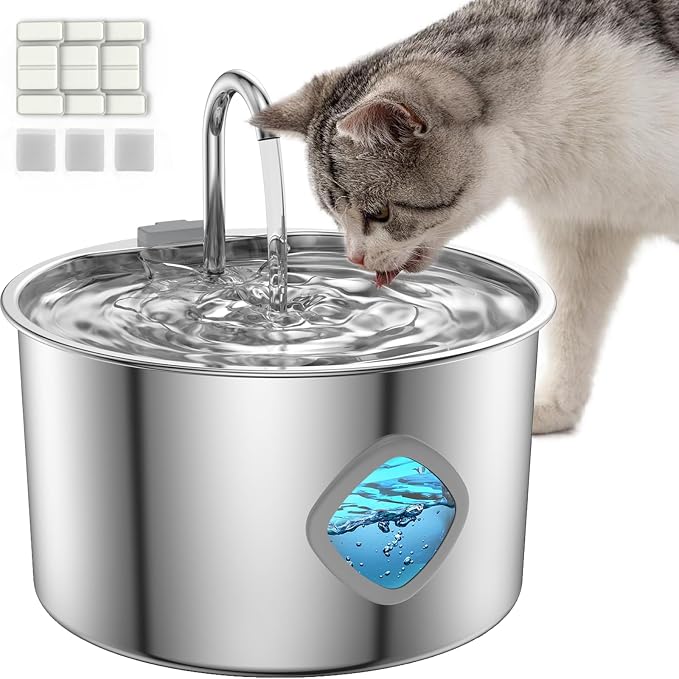 Cat Water Fountain Stainless Steel Large Capacity Automatic Water Dispenser by FOOPOMARY