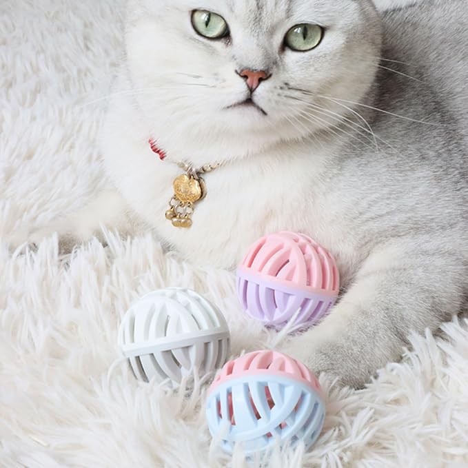 Rubber Cat Toy Balls with Inside Bell, Soft TPR Interactive Cat Ball Toys - Image 5