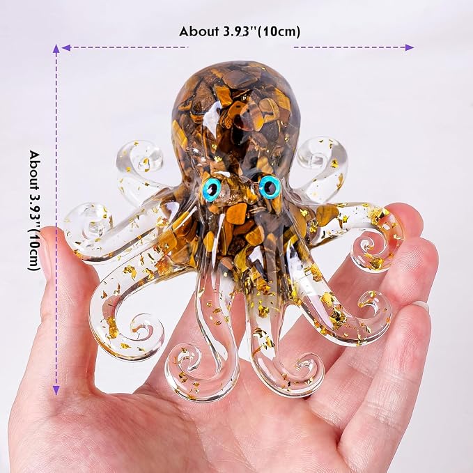 Natural Crystal Tiger's Eye Gravel Octopus Resin Marine Animals Fish Tank - Image 2
