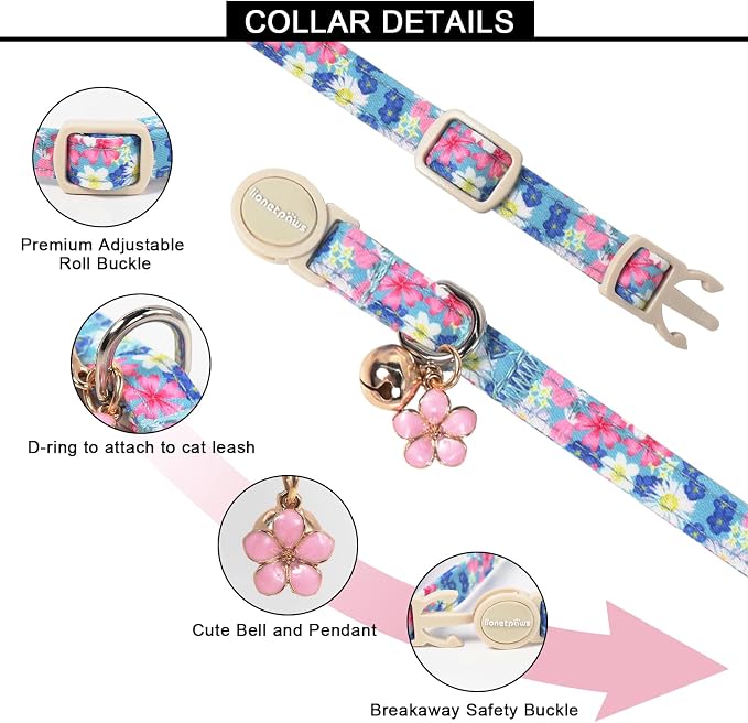 Lionet Paws 2pcs Pack Cotton Cat Collar, Breakaway Buckle - Image 3