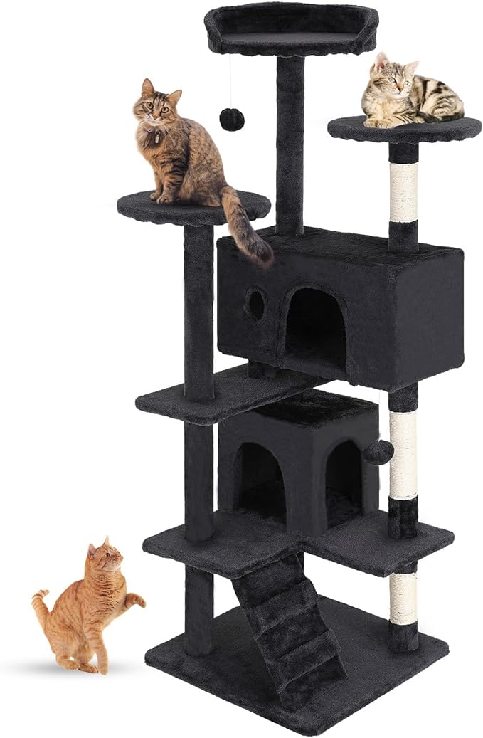 FDW | 54" Cat Tree Tower | Dark Gray | Multi-Level Indoor Activity Center by FDW