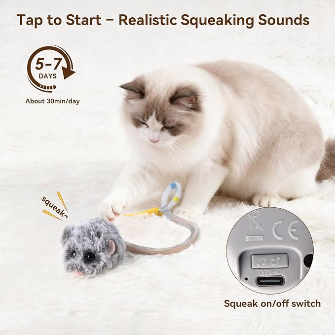 Migipaws Interactive MigiMouse Cat Toy 360° Rolling & Spin - Image 3