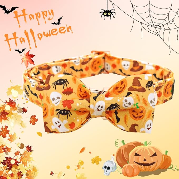 Halloween Dog Collar, Pet Collar Bow Fall Puppy Collar Girl Boy Holiday Collars - Image 3