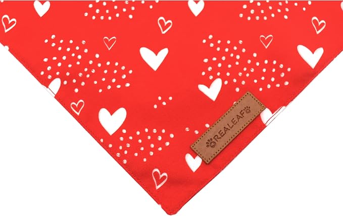 Realeaf Valentine's Day Dog Bandanas 2 Pack, Reversible Red Plaid Heart Dog - Image 4
