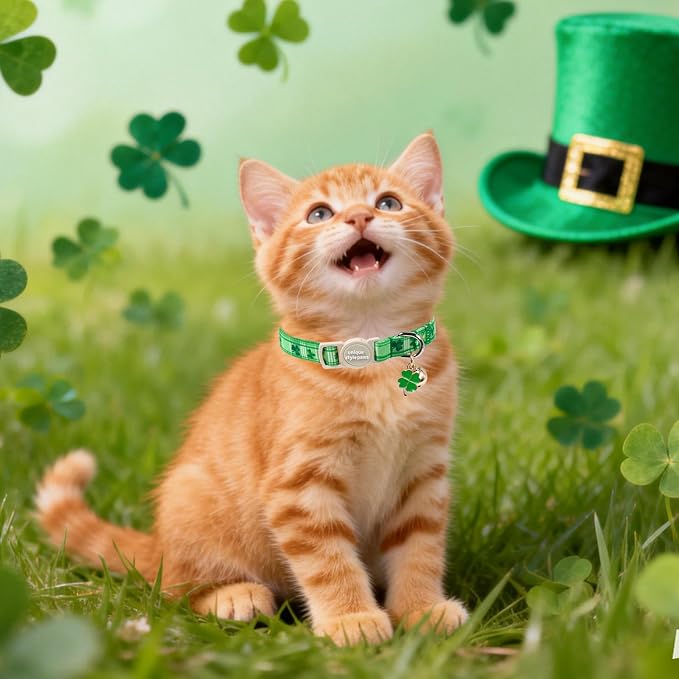Unique Style Paws Saint Patrick Cat Collar, Shamrock Cat Collars, Adjustable - Image 5