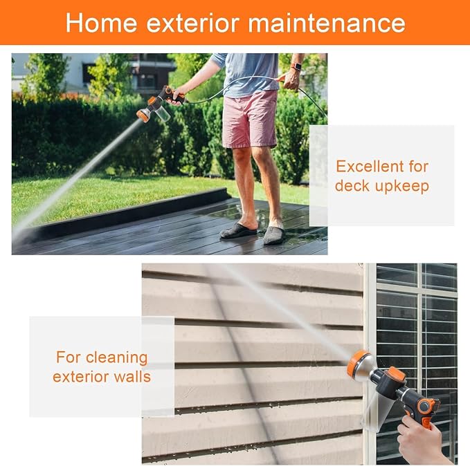 Dog Wash Hose Attachment, 8 in 1 Garden Hose Nozzle Sprayer - Image 6