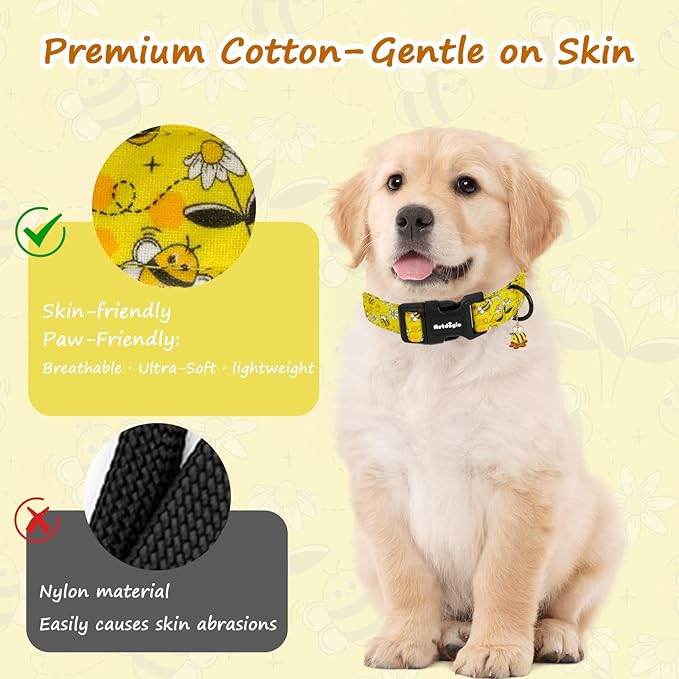 Yellow Dog Collar for Medium Dogs, Spring & Summer Theme Medium Dog Collars - Image 5