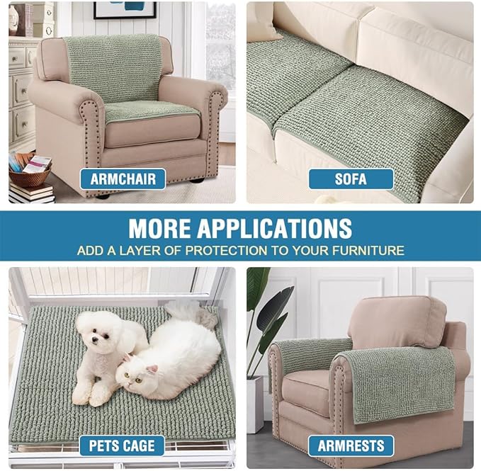 H.VERSAILTEX Plush Chenille Couch Armrest Cover 2 Packs Thick and Soft Sofa - Image 5