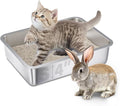 Small Stainless Steel Litter Box, 15.7"x11.8"x4" Kitten Litter Box, Easy Clean by Futam